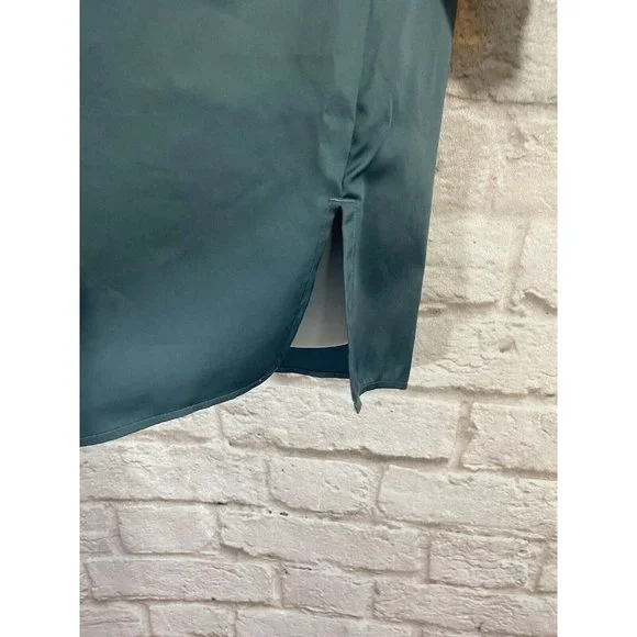 NEW CHICOS Wrinkle Resistant Tunic Top Locklyn Shirt 0 (S) Blue Roll Tab 9537 - Picture 4 of 9